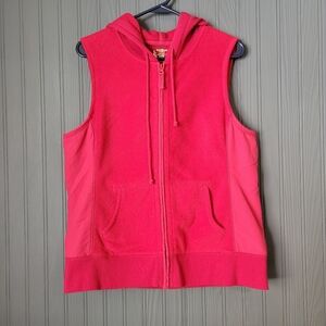 Ruff Hewn Sleeveless Hoodie Vest Fleece Full Zip Red Women's Size Large